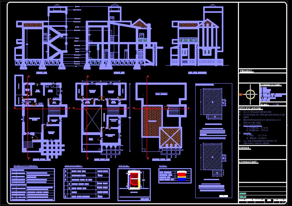 Duplex Submission Drawing DWG for 35'x60' Plot